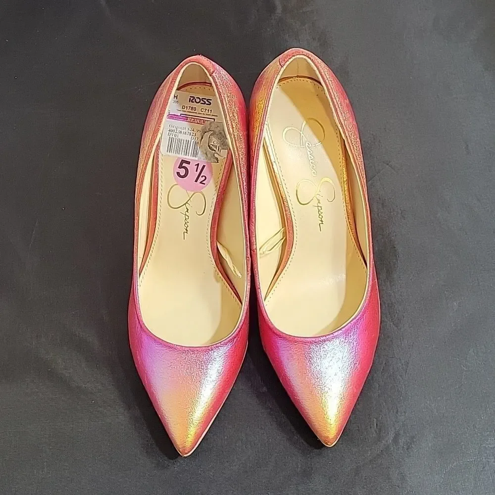 BRAND NEW JESSICA SIMPSON CASSANI POINTED TOE RAINBOW MULTI WOMEN"S PUMP SHOE G1 - Picture 4 of 16